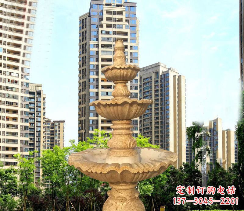 绍兴大理石三层喷泉公园石雕 (2)