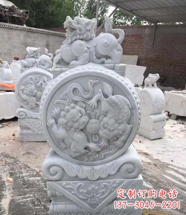 绍兴大理石狮子抱鼓石雕塑