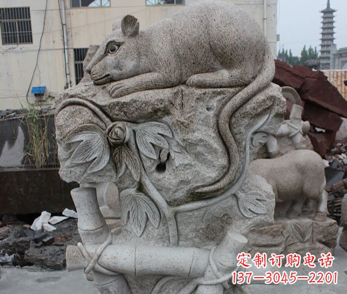 绍兴大理石生肖鼠石雕