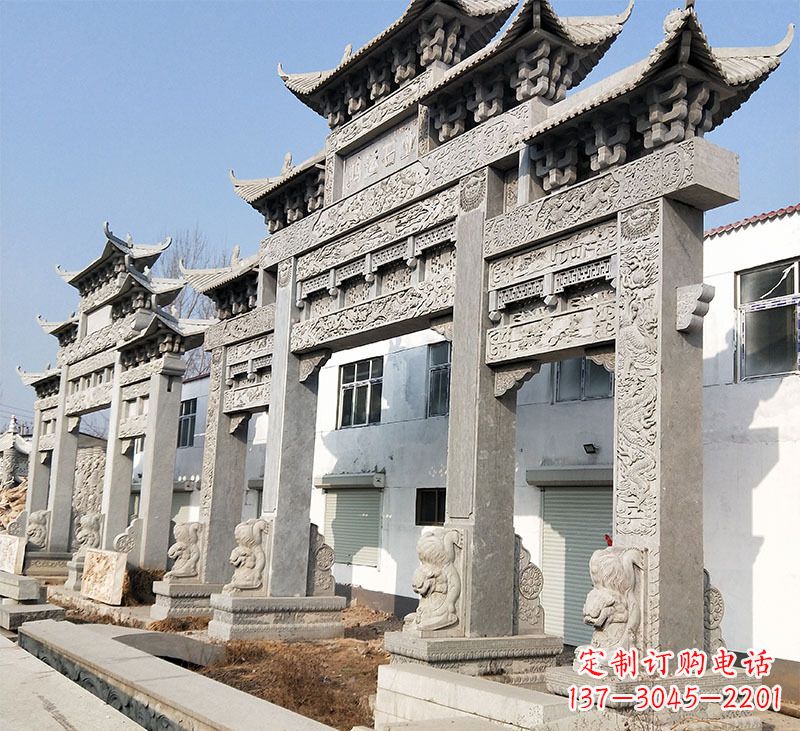 绍兴大理石石雕牌坊雕塑定制