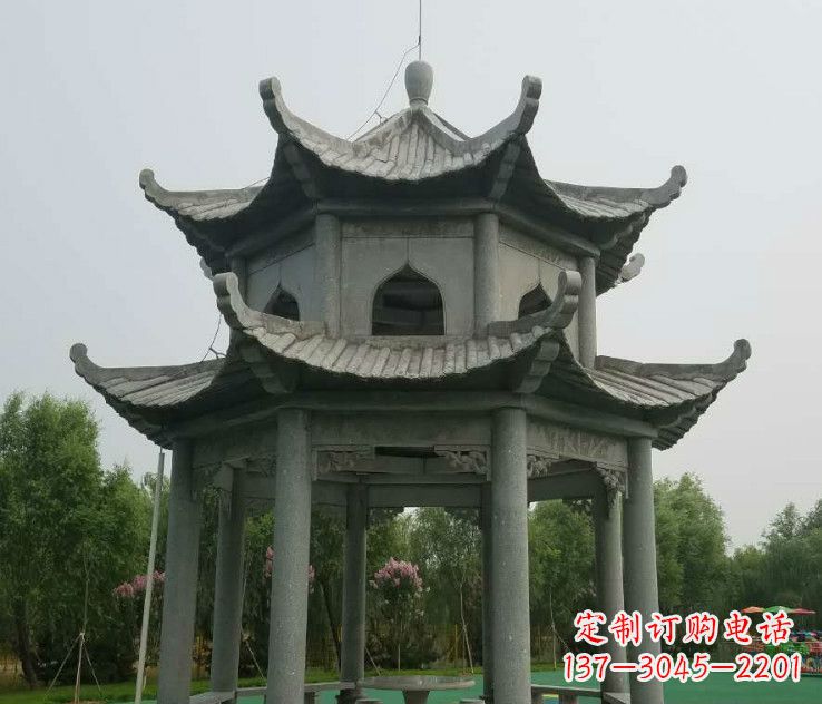 绍兴大理石双层凉亭石雕