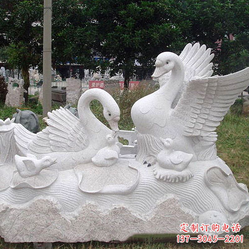 绍兴大理石天鹅石雕情景景观雕塑