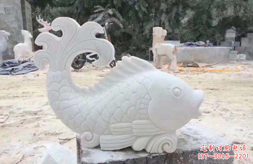 绍兴大理石鱼喷泉雕塑装置