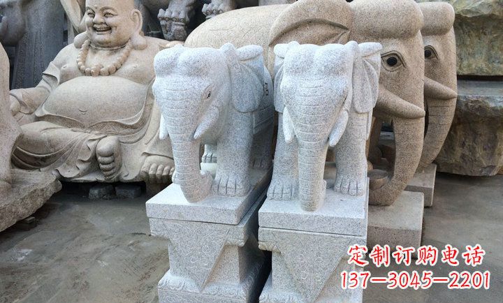 绍兴大理石大象雕塑 招财进宝