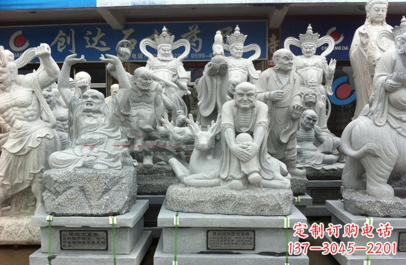 绍兴大理石坐式罗汉禅修雕塑