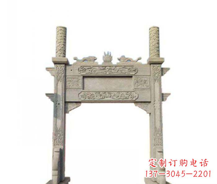绍兴单门村口牌坊石雕