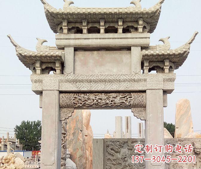 绍兴单门大理石牌坊石雕