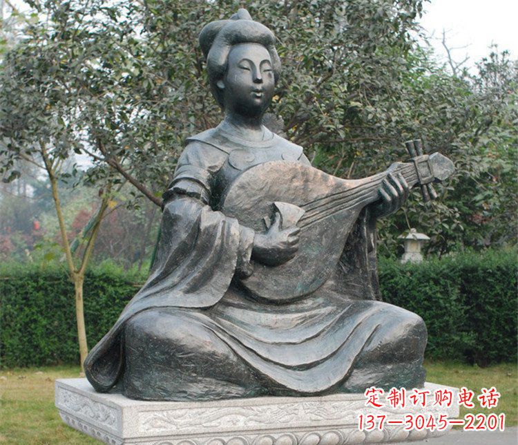 绍兴古典风情弹琵琶雕塑