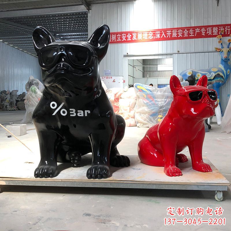 绍兴斗牛犬雕塑不锈钢公仔景观雕塑摆件