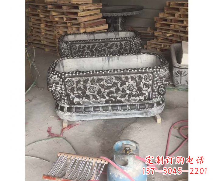 绍兴方形仿古石水缸 (2)