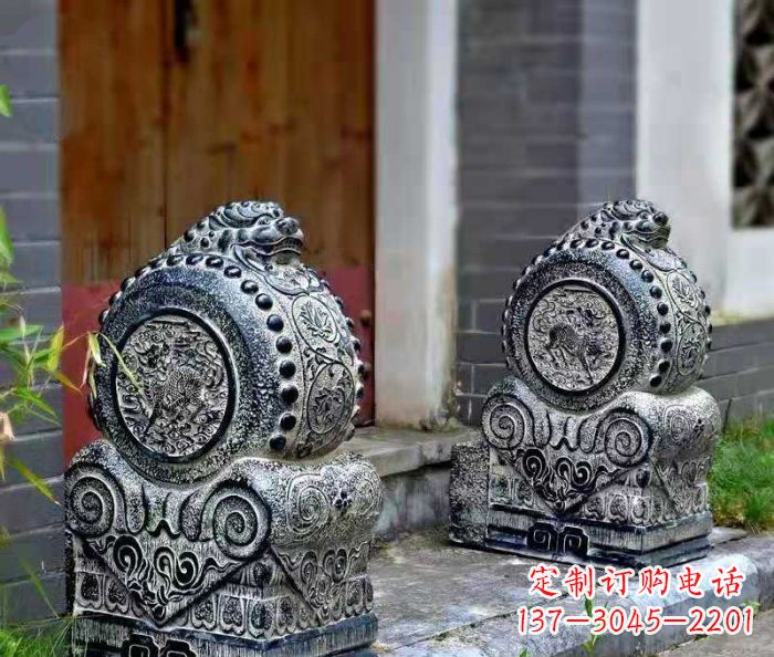 绍兴精美仿古抱鼓石门墩雕塑