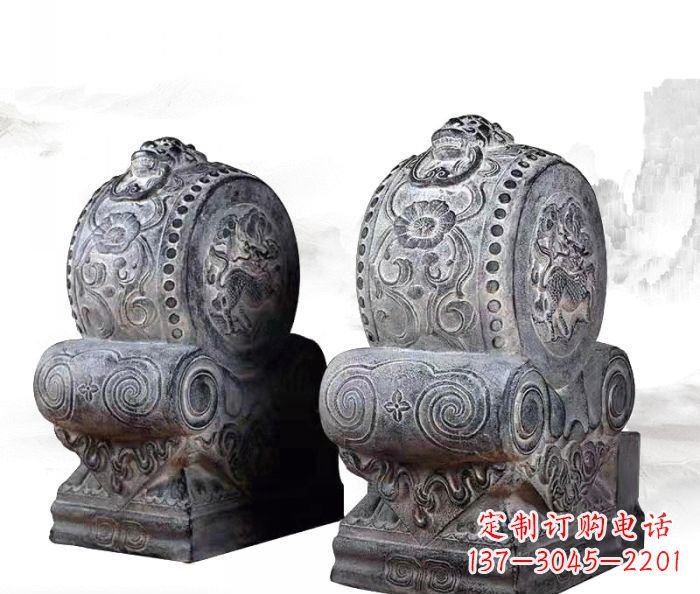 绍兴仿古抱鼓石门墩雕塑