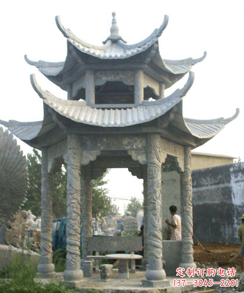 绍兴传统工艺石雕凉亭,精美细致,给你温馨家园