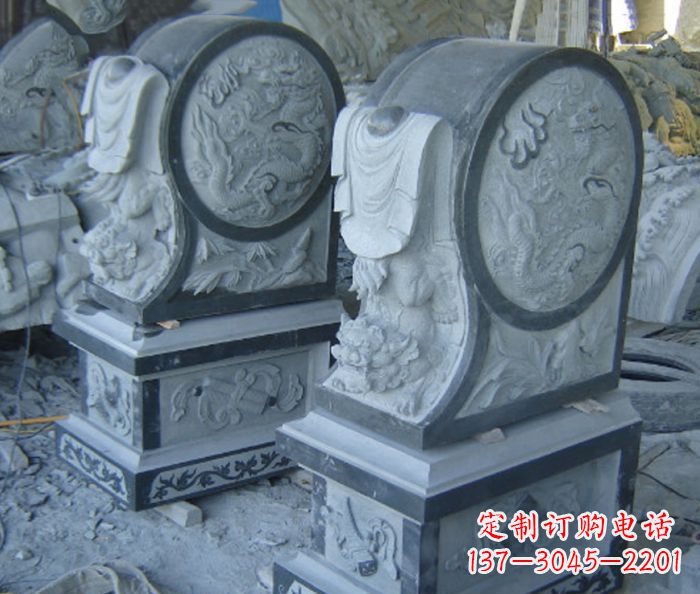 绍兴仿古石门墩招财抱鼓石雕塑