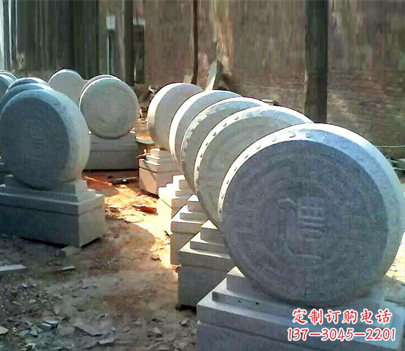 绍兴仿古石门墩招财抱鼓石石雕 (2)