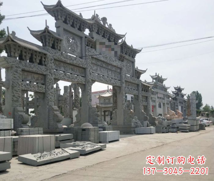 绍兴传统风格牌坊雕塑