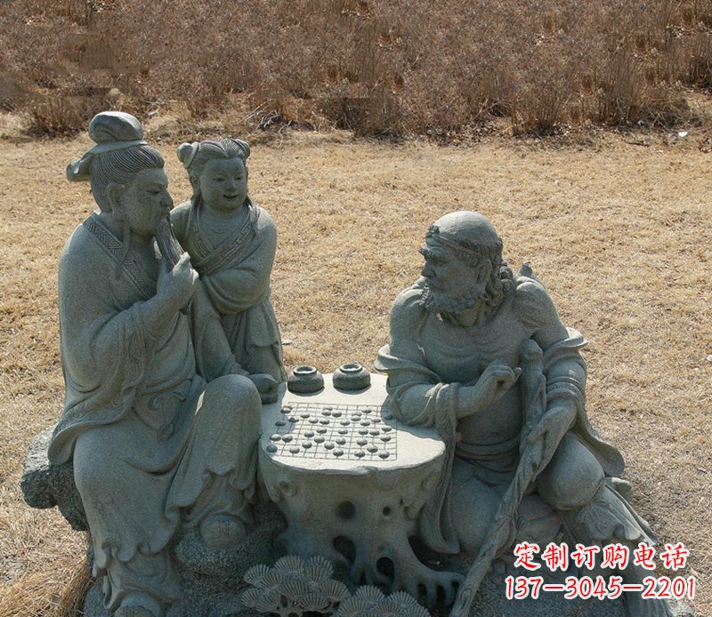 绍兴八仙下棋铜雕塑