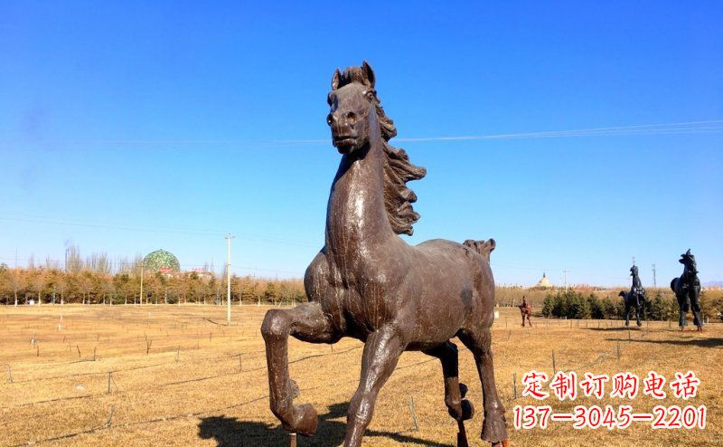 绍兴公园奔跑的马动物铜雕 (3)