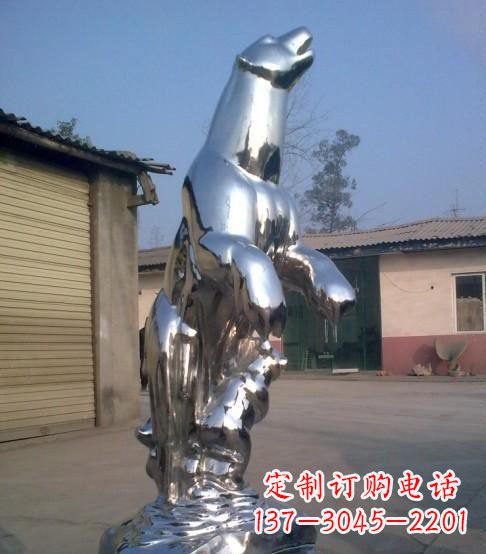 绍兴公园不锈钢抽象北极熊动物雕塑