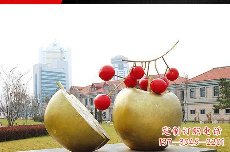 绍兴公园不锈钢苹果樱桃雕塑