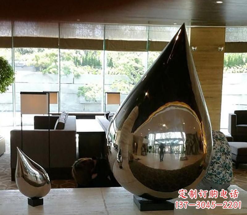 绍兴公园不锈钢水滴球景观雕塑