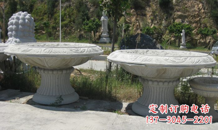 绍兴公园景观大理石花盆雕塑
