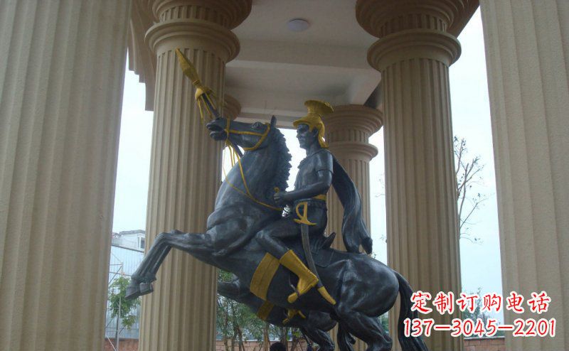 绍兴公园骑马的罗马士兵人物铜雕
