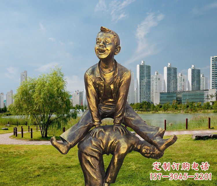 绍兴中领雕塑铜质经典跳马蹲人雕塑