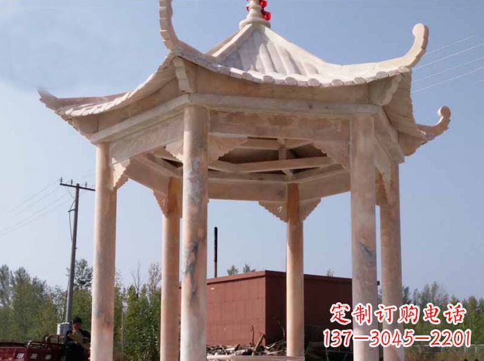 绍兴红六角凉亭雕塑