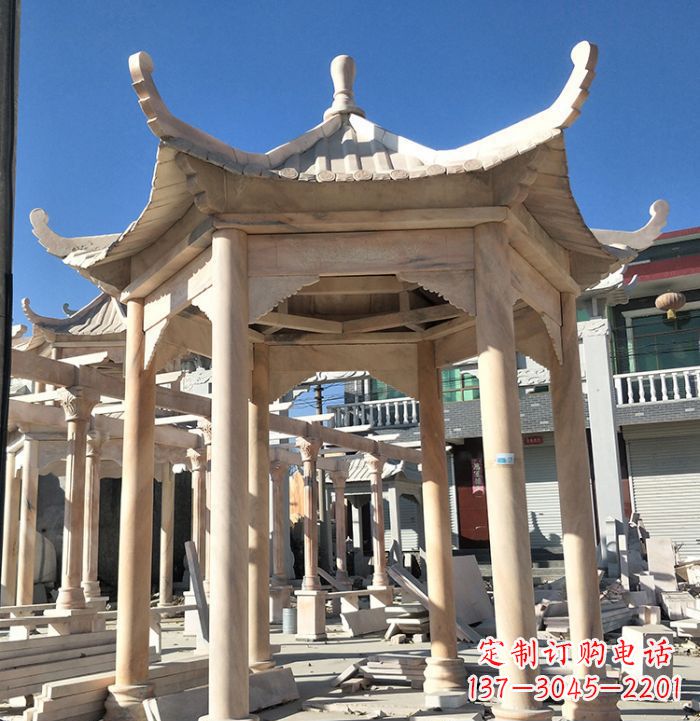 绍兴公园晚霞红凉亭雕塑