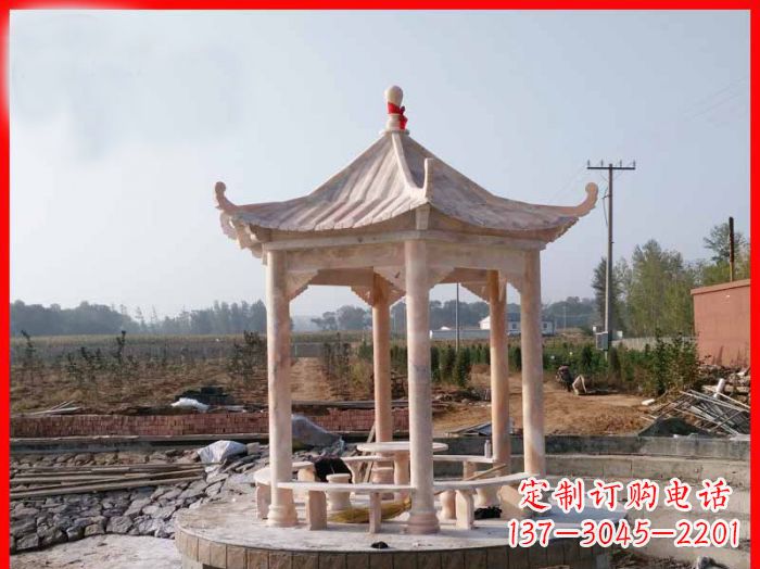 绍兴享受晚霞红，迎接舒适凉亭雕塑