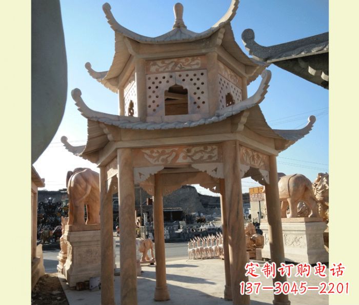 绍兴中式双层石雕凉亭
