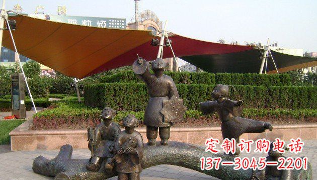 绍兴装饰性的小孩放风筝铜雕