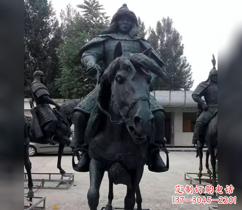 绍兴英姿飒爽古代将军骑马铜雕