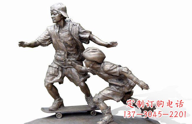 绍兴令人惊叹的广场滑板男孩铜雕塑