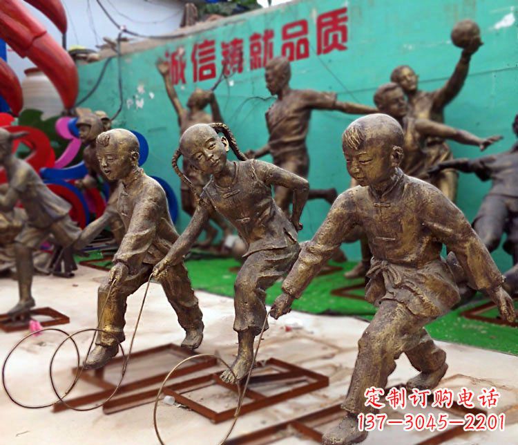 绍兴滚铁环为您的小宝定制精美儿童铜雕