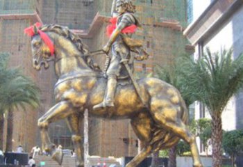 绍兴华丽的骑士雕塑，引人注目的西方骑马战士纪念铜雕