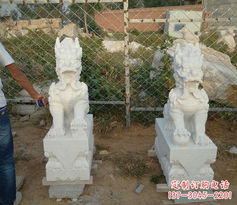 绍兴中领雕塑汉白玉麒麟招财石雕
