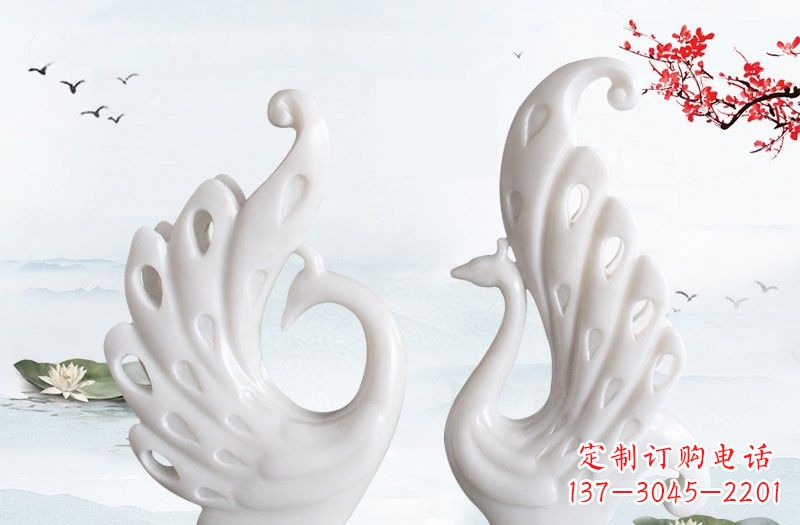 绍兴汉白玉孔雀艺术雕塑