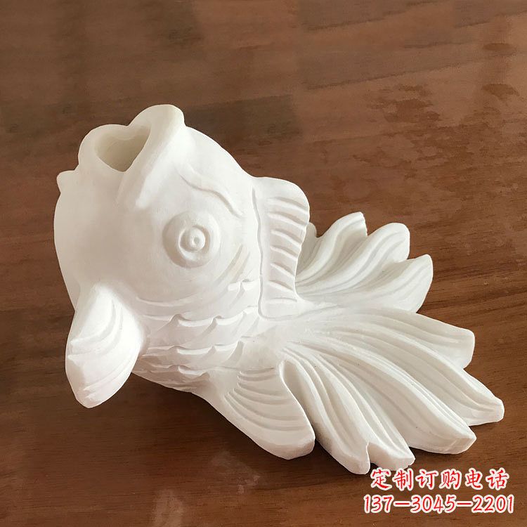 绍兴精致美观的汉白玉喷水金鱼石雕动物雕塑