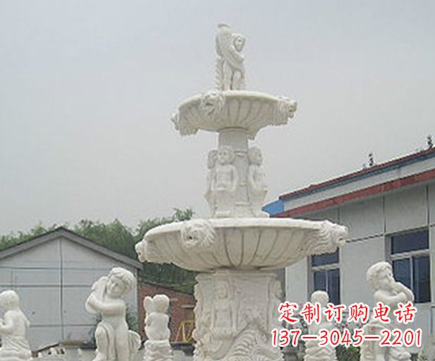 绍兴汉白玉天使大型喷泉石雕