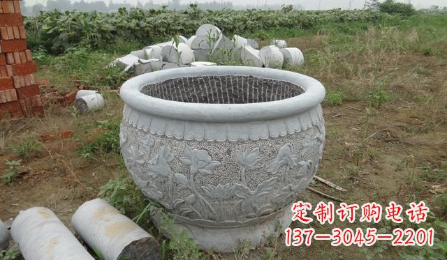 绍兴荷花花盆公园景观石雕，千般美妙一览无余