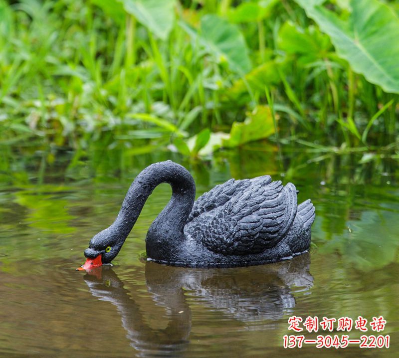 绍兴黑天鹅雕塑，水塘装饰摆件