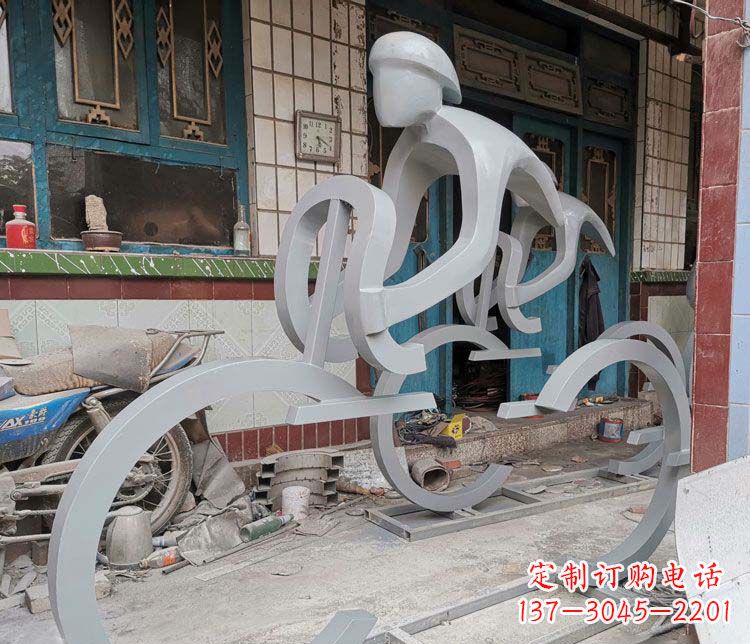 绍兴户外不锈钢骑自行车人物雕塑