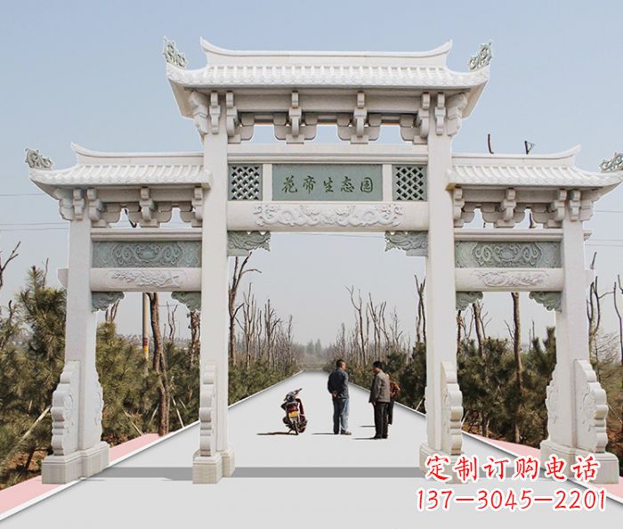 绍兴景区三门牌坊石雕 (11)