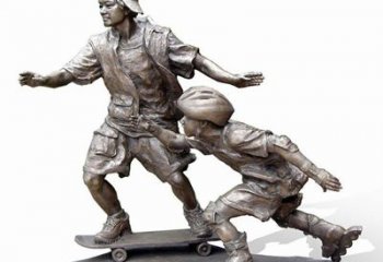 绍兴激情滑板，艺术雕塑：城市滑冰男孩铜雕