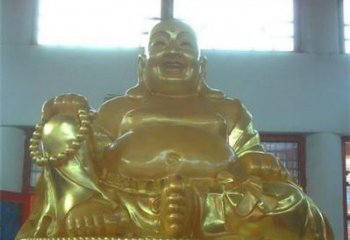 绍兴传统工艺制作鎏金弥勒佛像