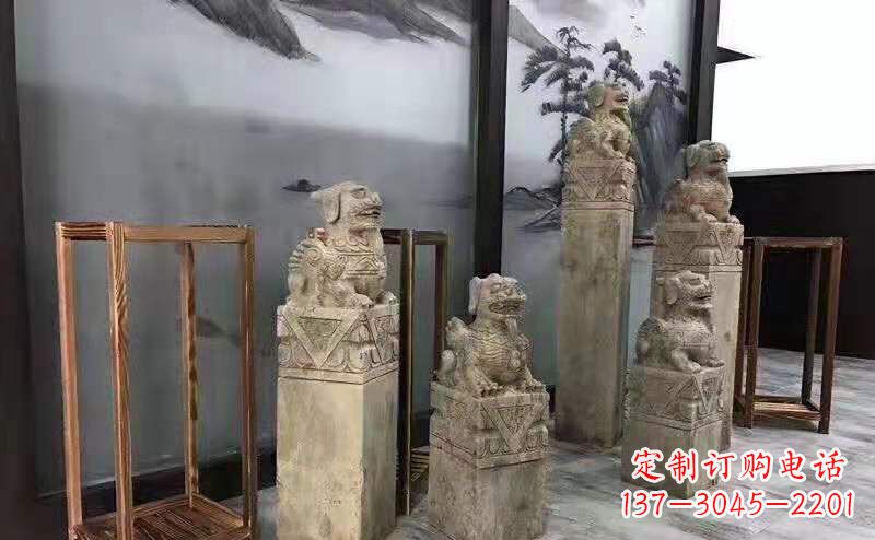 绍兴青石仿古神兽拴马桩雕塑驮庭院园林景观石雕