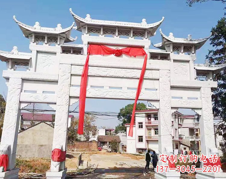 绍兴三门三楼石雕牌坊:专业定制牌坊雕塑