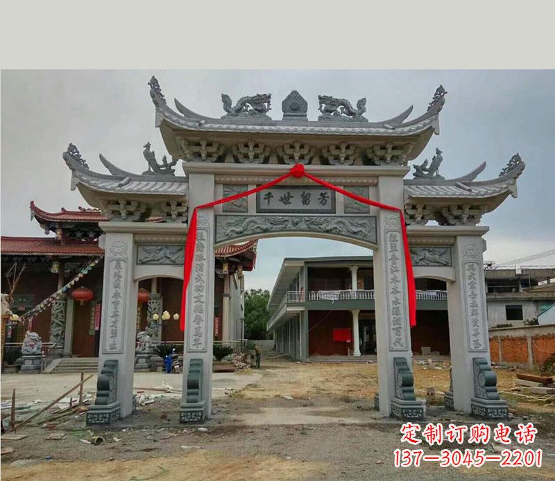 绍兴以传统工艺为源的独特牌坊石雕